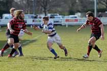 Tynedale's Harry Peck breaks through against Blackheath, National League Division 1, Tynedale Park, Corbridge, Northumberland.